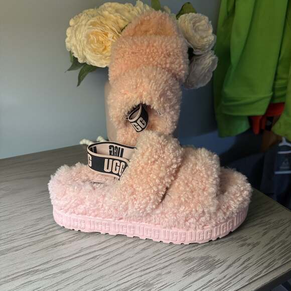 UGG Women's Oh Fluffita Slingback Platform Slippers in Pink Scallop - Picture 1 of 4